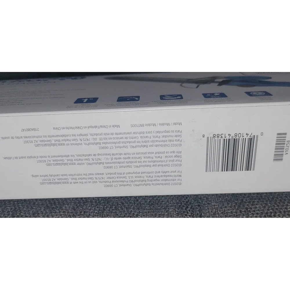 BaBylissPRO Nano Titanium 1 Inch Spring Curling Iron Blue BNT100S New